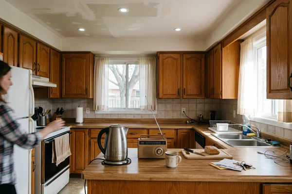 Etobicoke bungalow kitchen after fluorescent box light removal