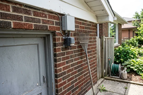 Photocell sensor and weatherproof junction box under an eave
